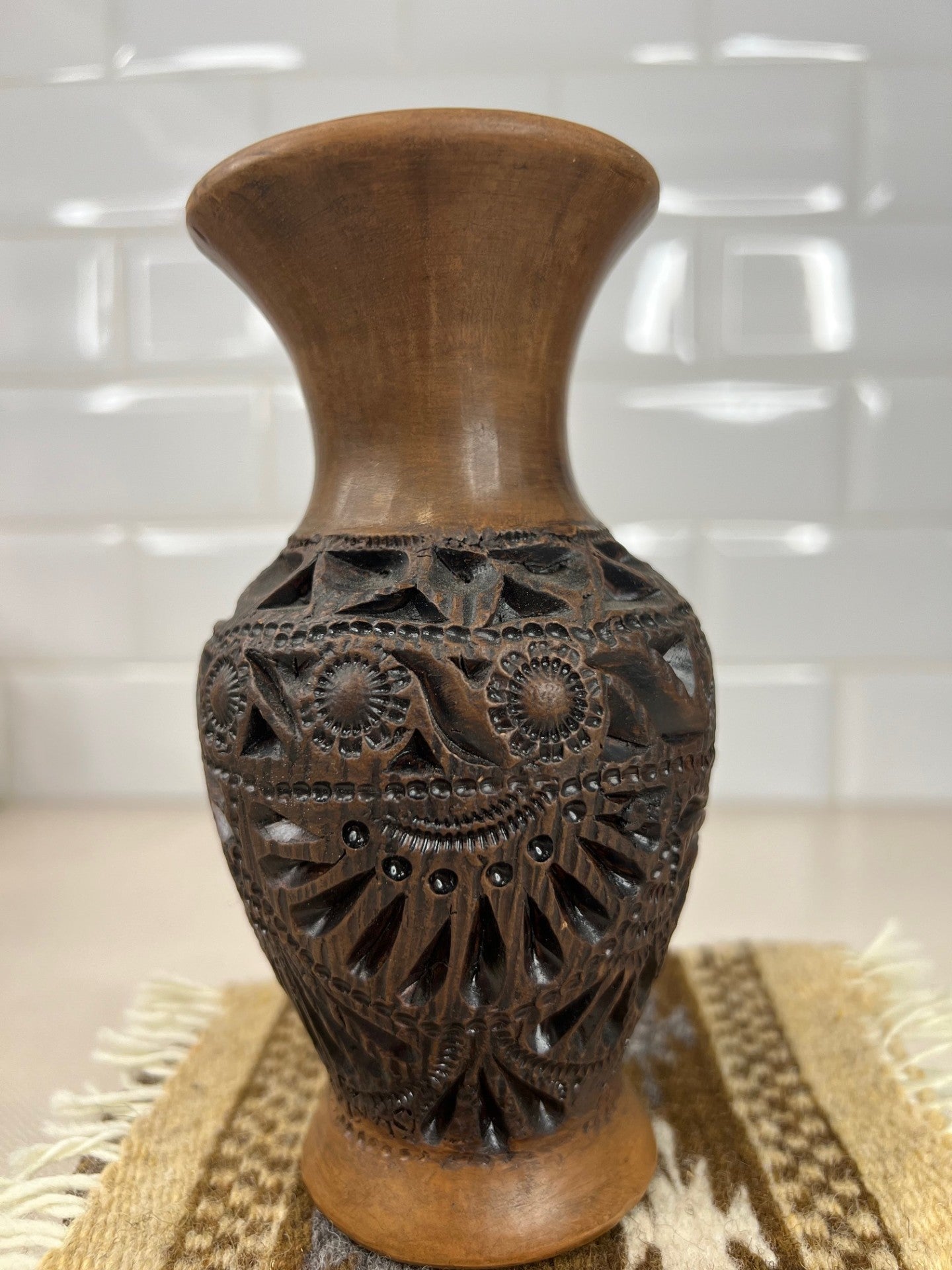 Carved Burnished Clay Small Vase - Different Designs