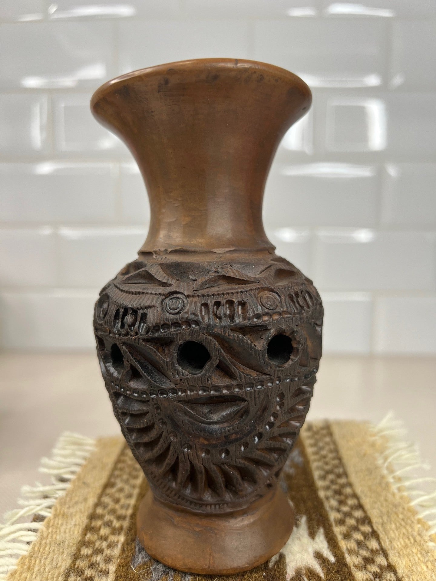 Carved Burnished Clay Small Vase - Different Designs