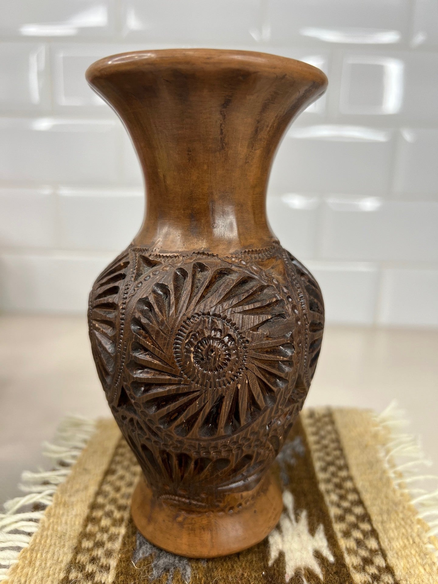 Carved Burnished Clay Small Vase - Different Designs