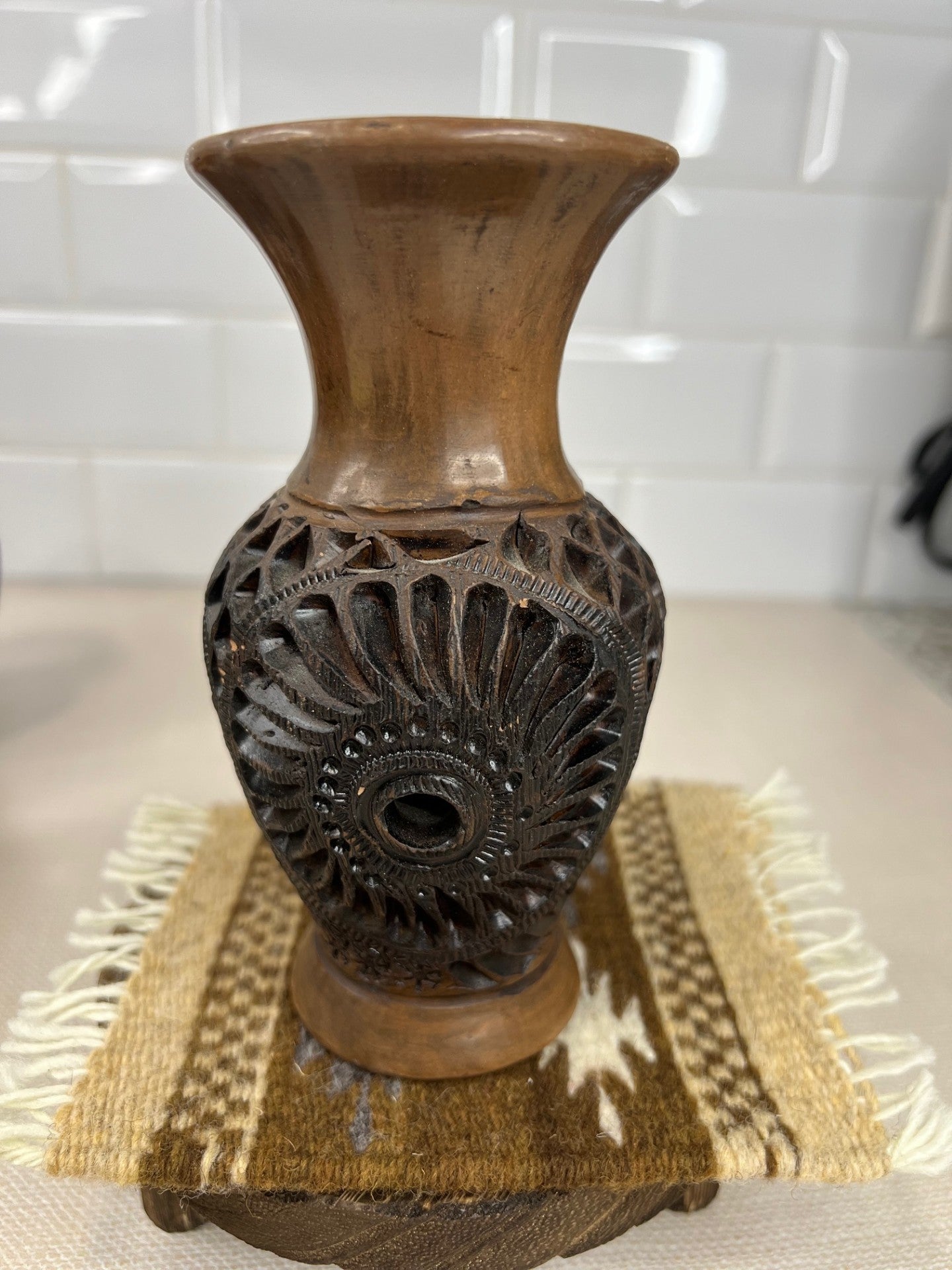 Carved Burnished Clay Small Vase - Different Designs