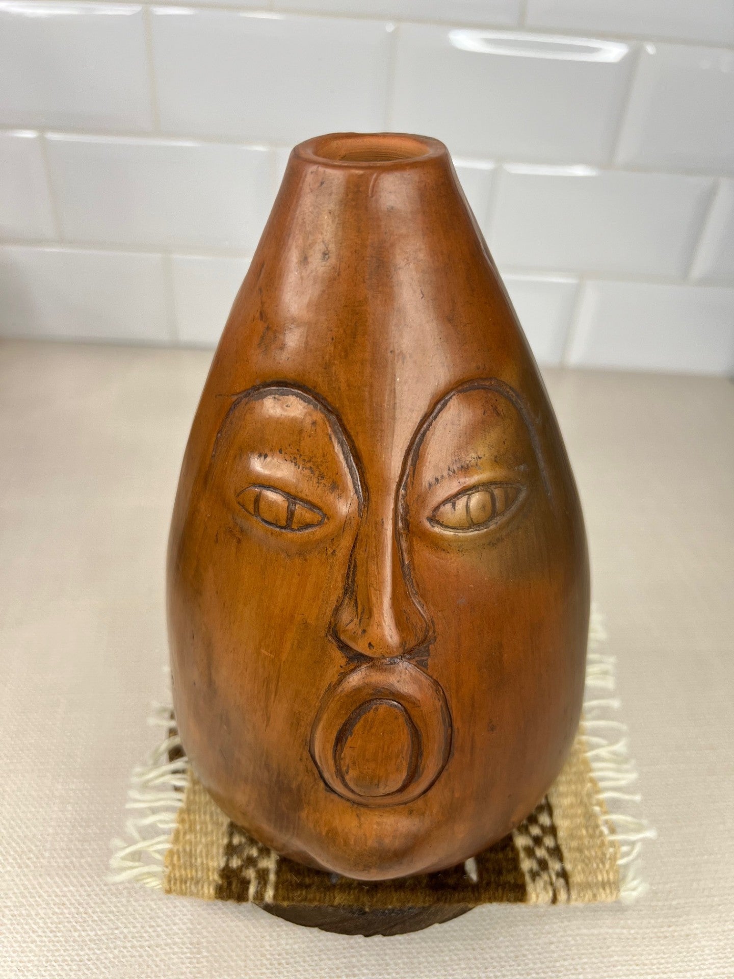 Brown Carita Burnished Clay Vase