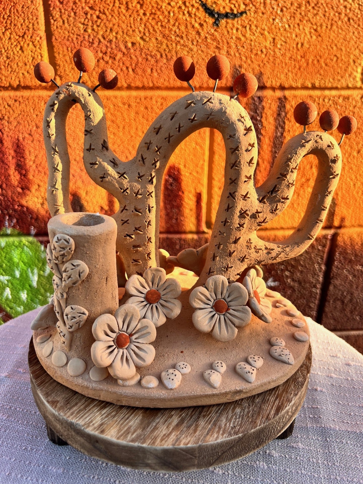 Atzompa Nopal Candle Holder