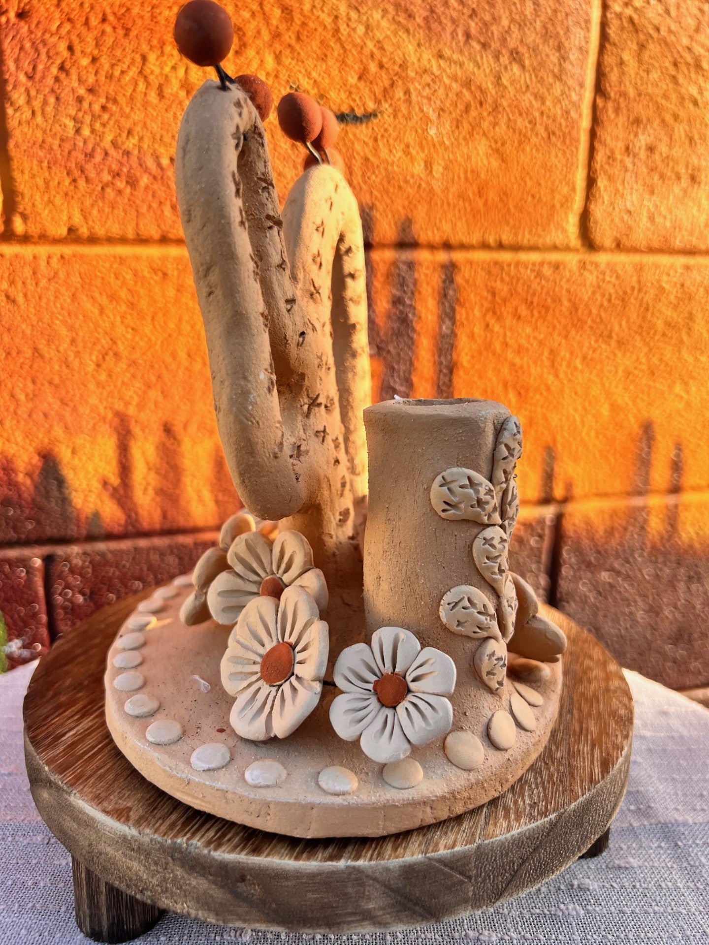 Atzompa Nopal Candle Holder