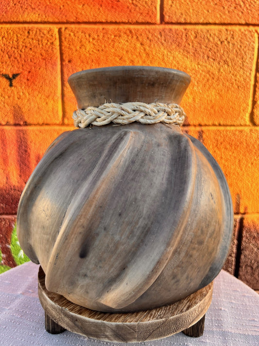 Atzompa Smoked Clay Rope Vase