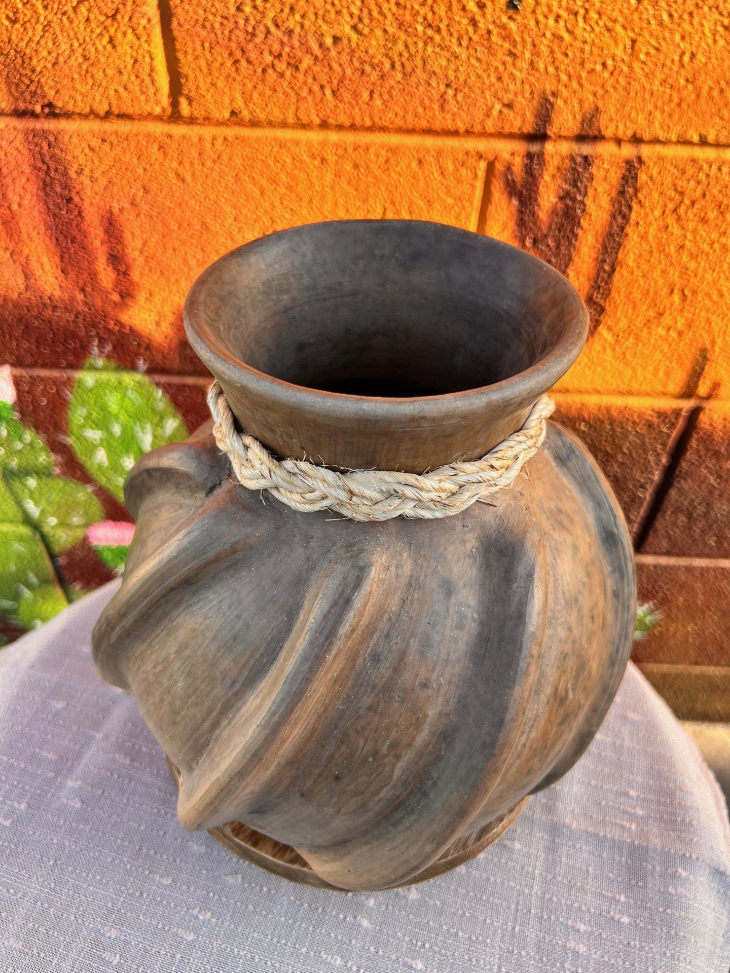 Atzompa Smoked Clay Rope Vase