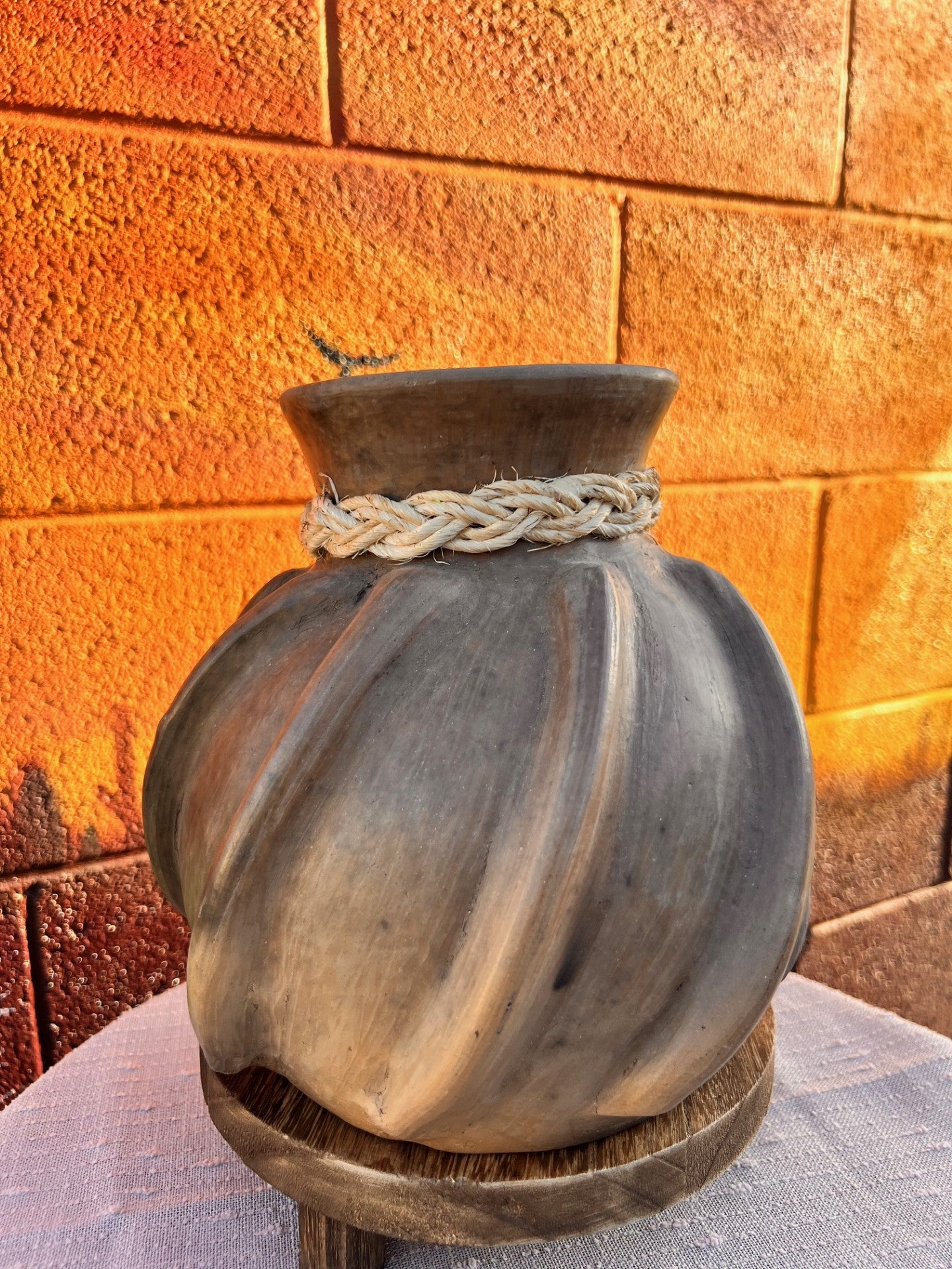 Atzompa Smoked Clay Rope Vase