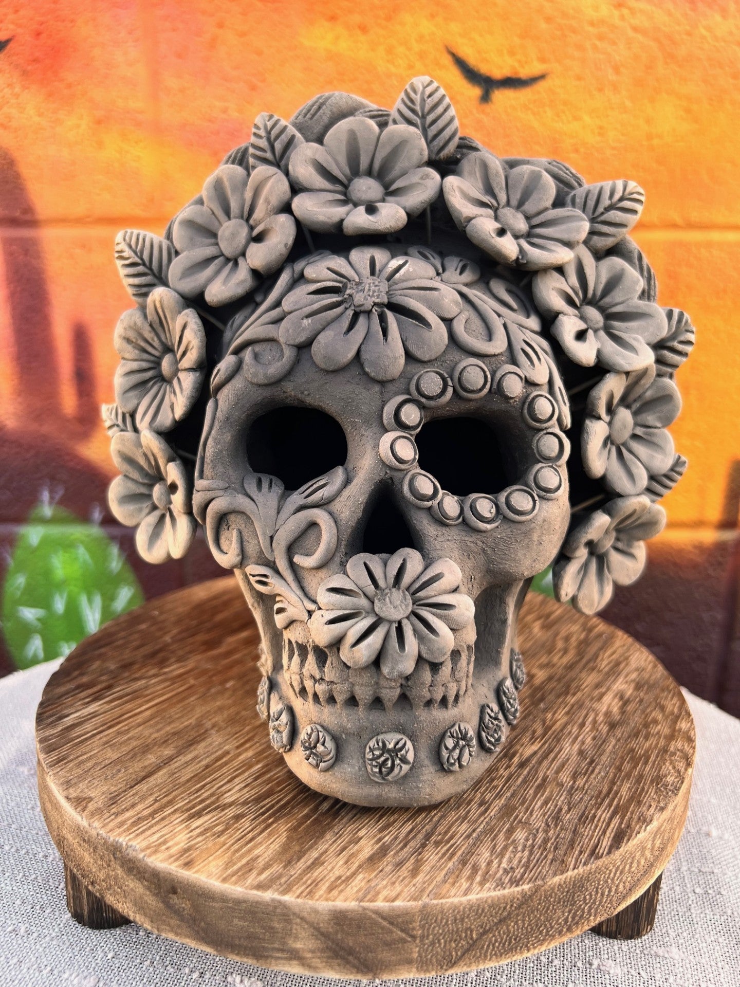 Calavera, Clay Skull, Barro Bordado, Large