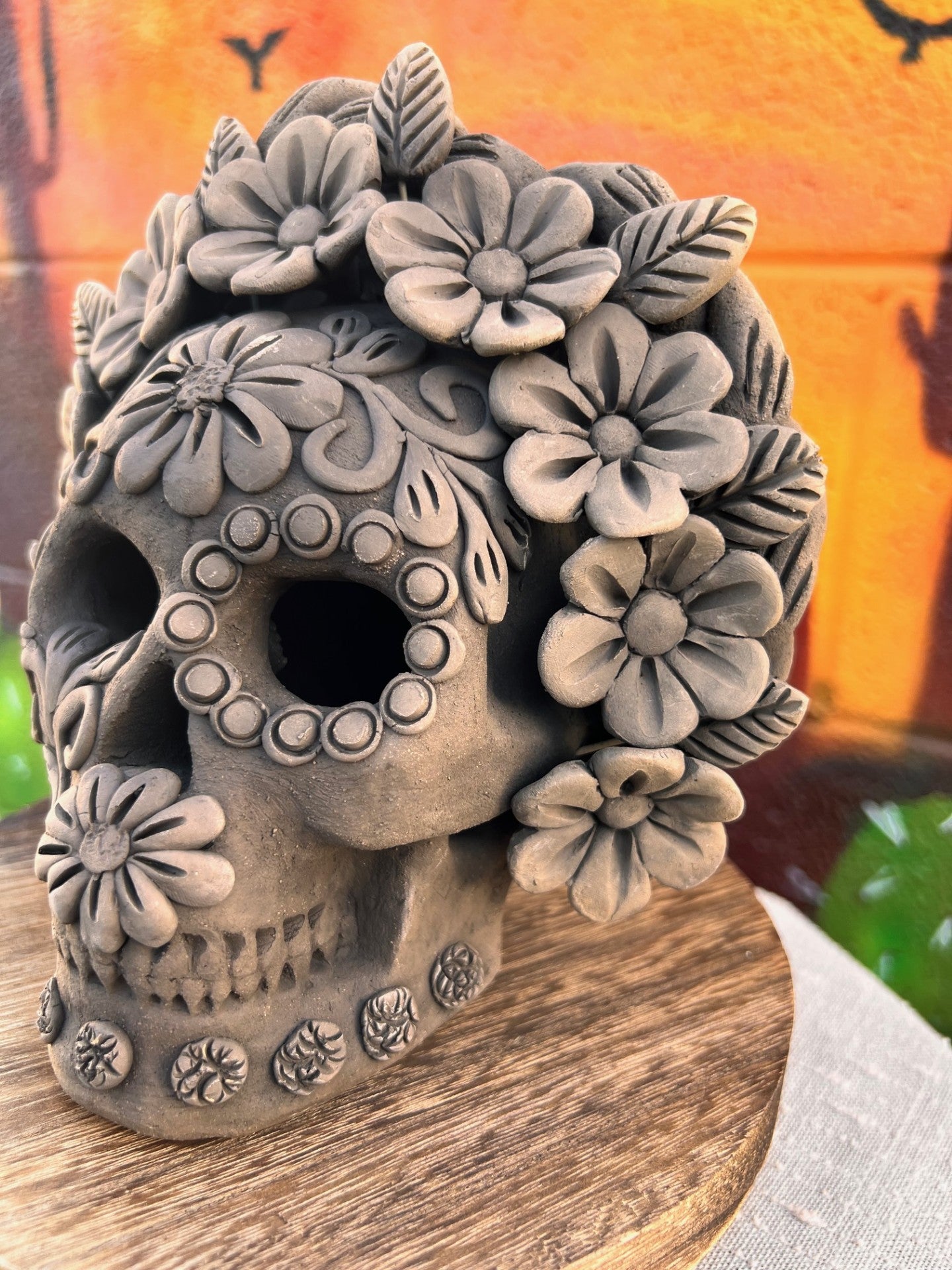 Calavera, Clay Skull, Barro Bordado, Large