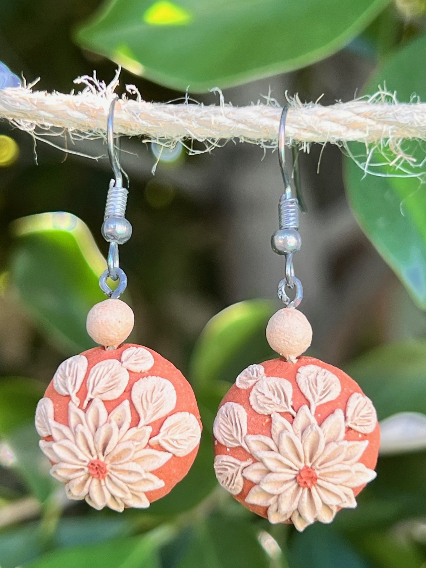 Atzompa 1" Round Red Clay Earrings