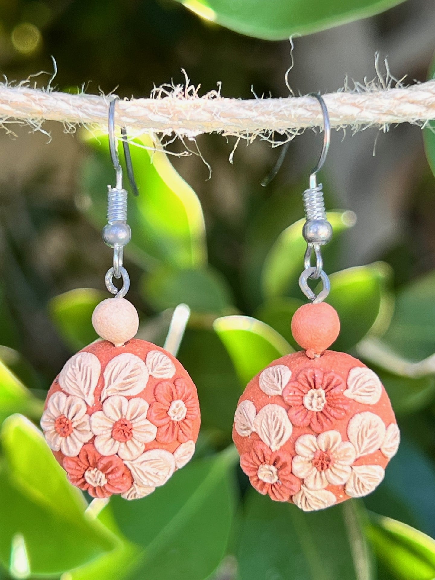 Atzompa 1" Round Red Clay Earrings