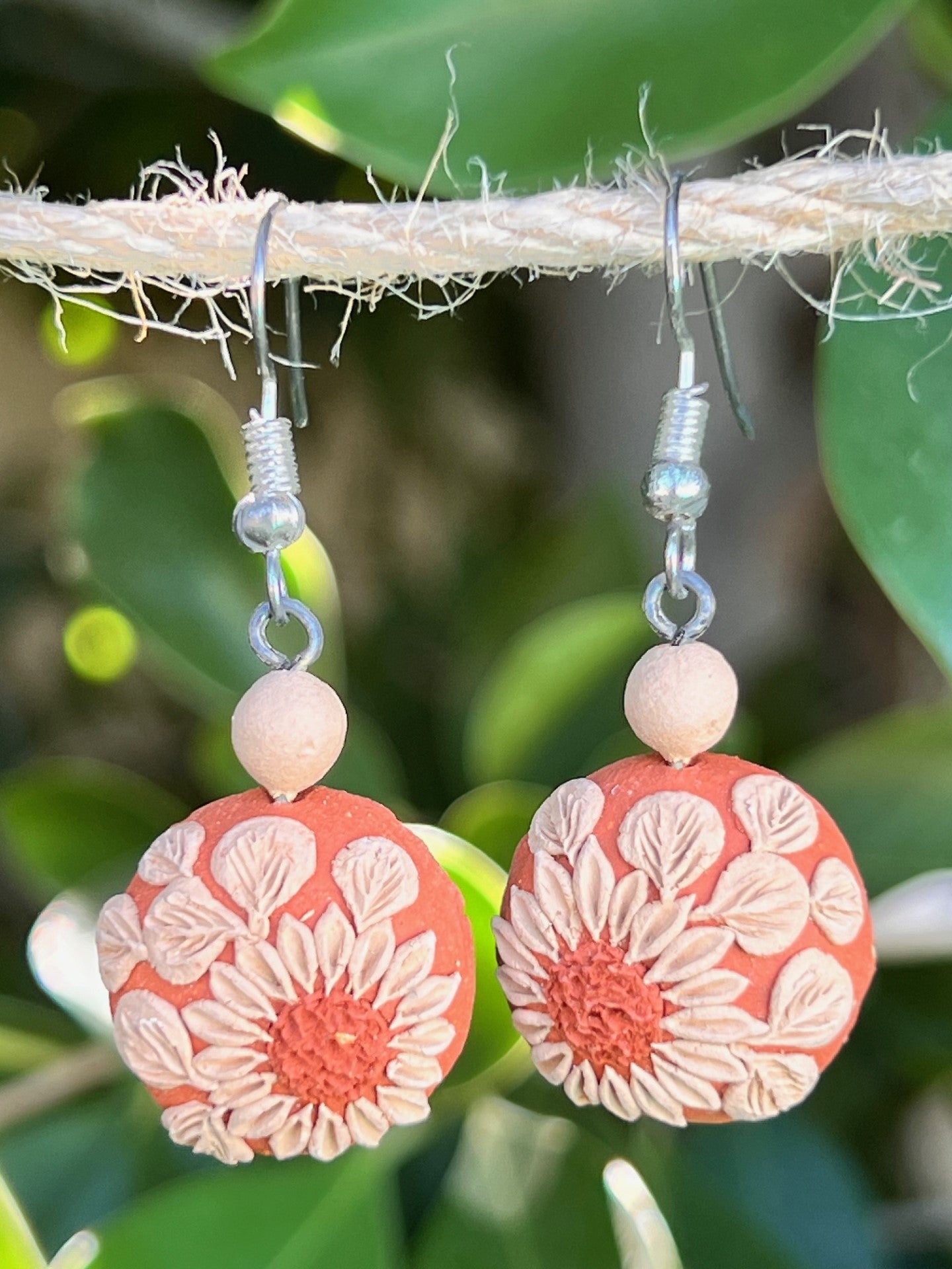 Atzompa 1" Round Red Clay Earrings