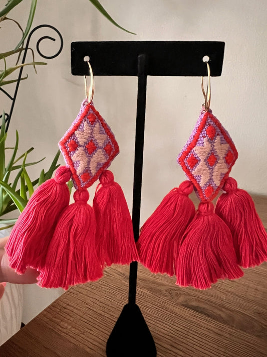 Atzompa Cotton Embroidered Earrings