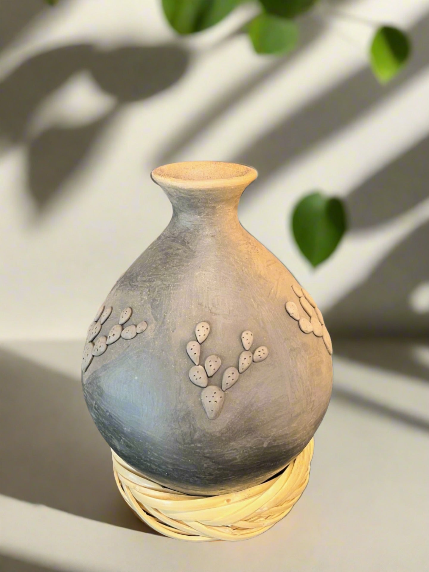 Atzompa Smoked Clay Cactus Vase