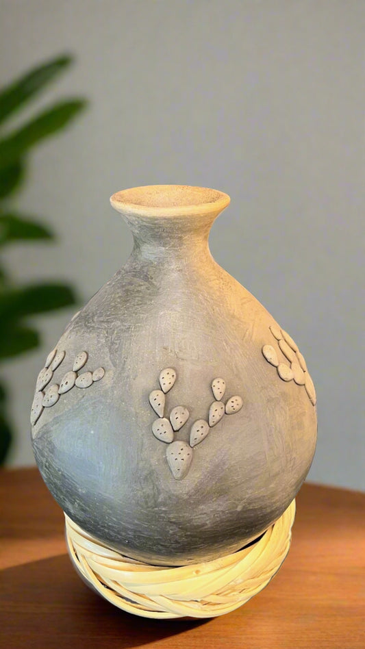 Atzompa Smoked Clay Cactus Vase