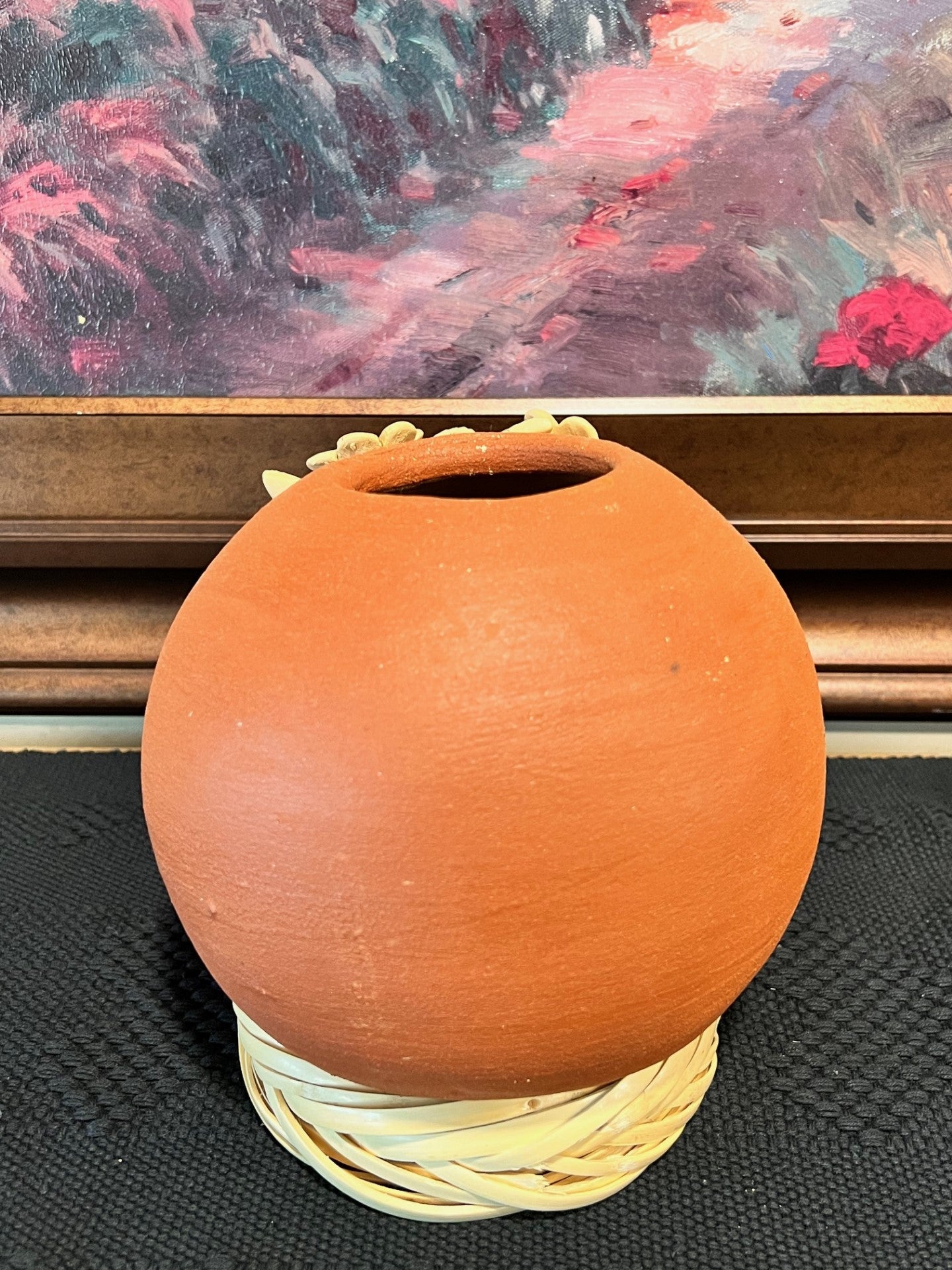 Atzompa Red Clay Vase w/ Flowers