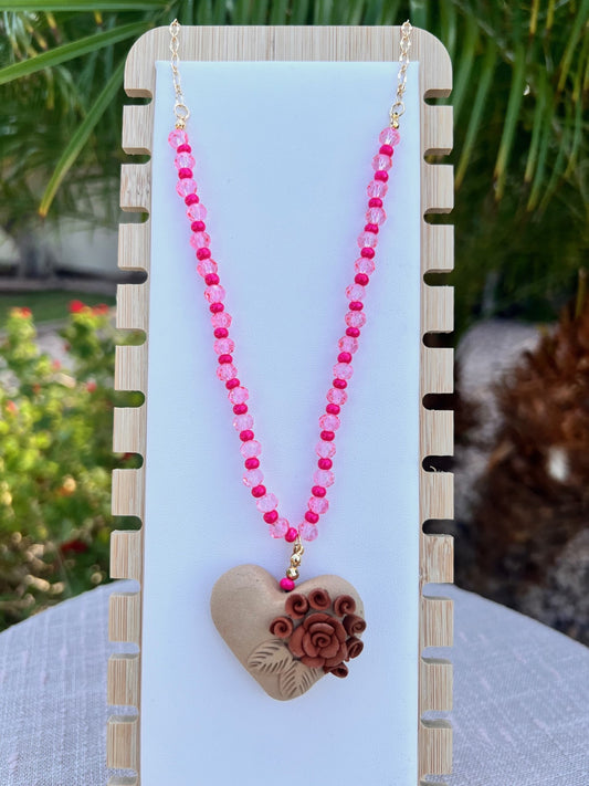 Atzompa Heart Clay Necklace