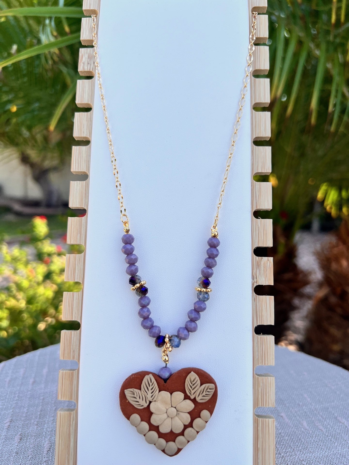 Atzompa Heart Clay Necklace