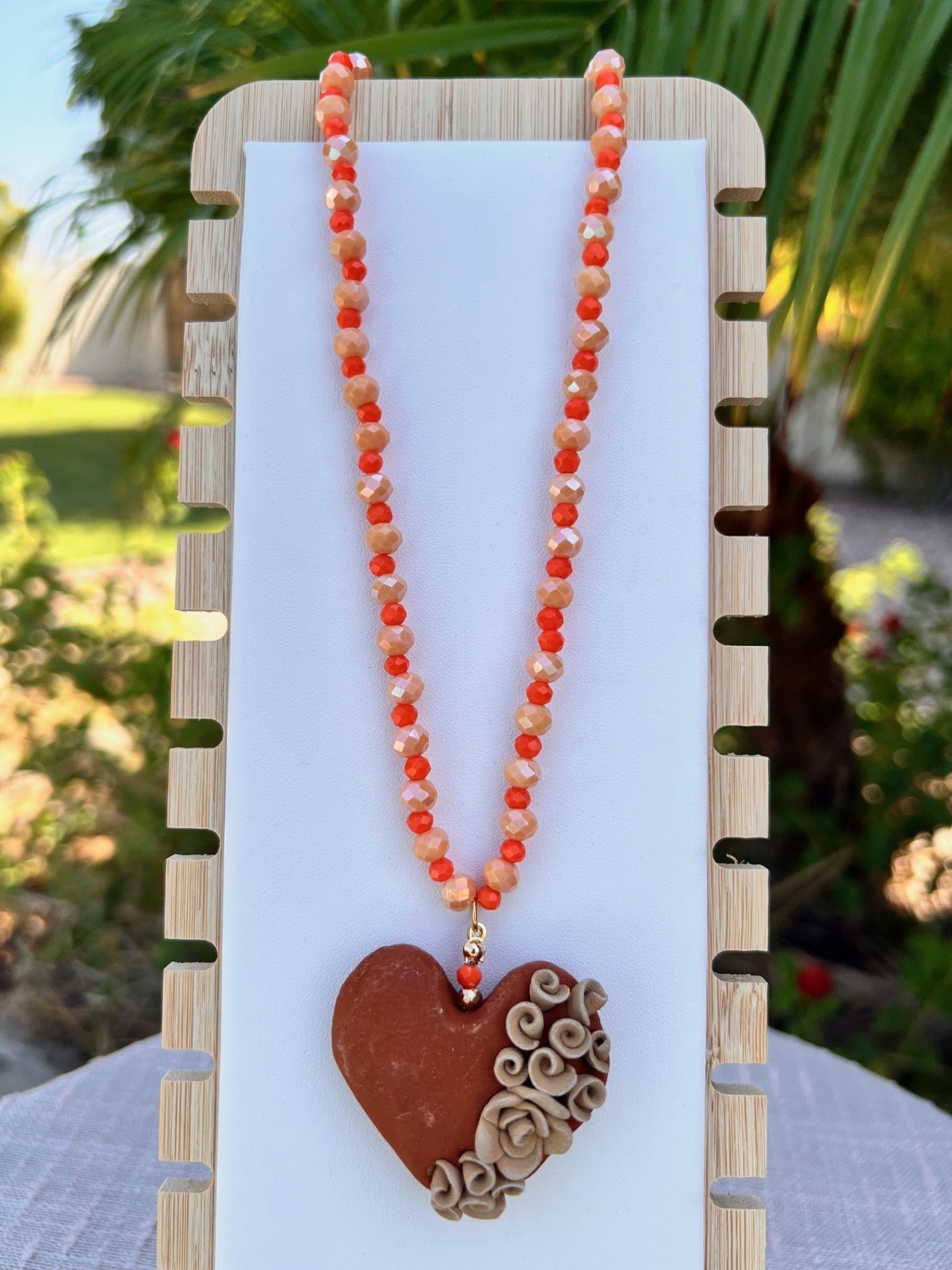 Atzompa Heart Clay Necklace