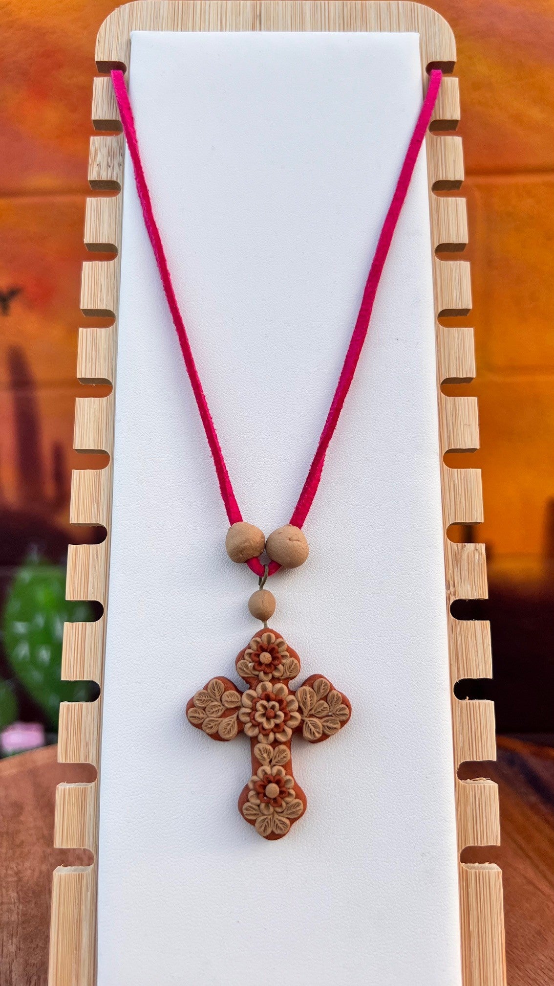 Atzompa Filigrana Necklace - 1.5" Clay Cross