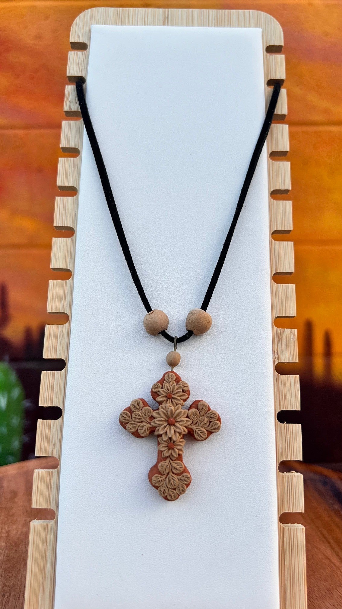 Atzompa Filigrana Necklace - 1.5" Clay Cross