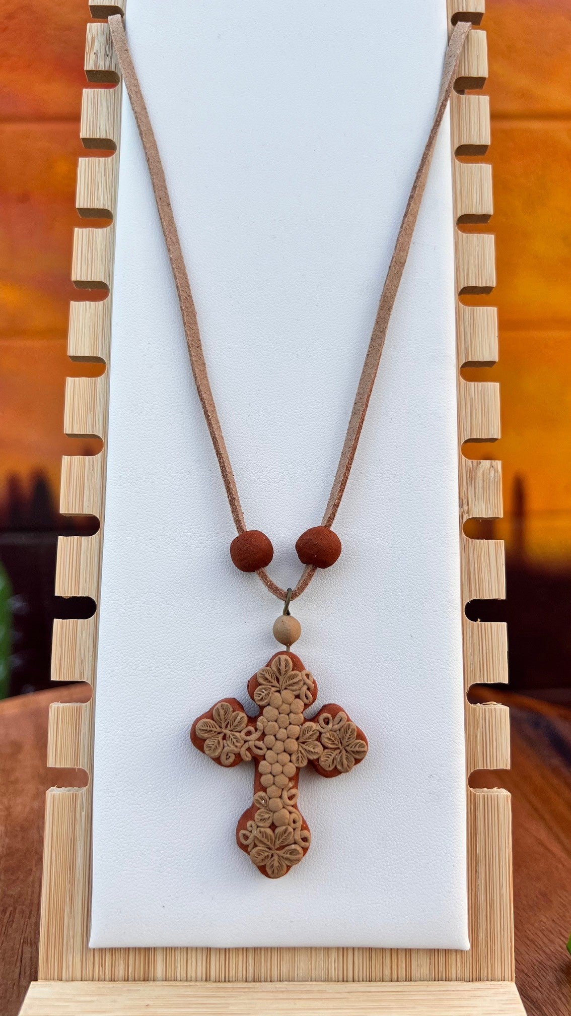 Atzompa Filigrana Necklace - 1.5" Clay Cross