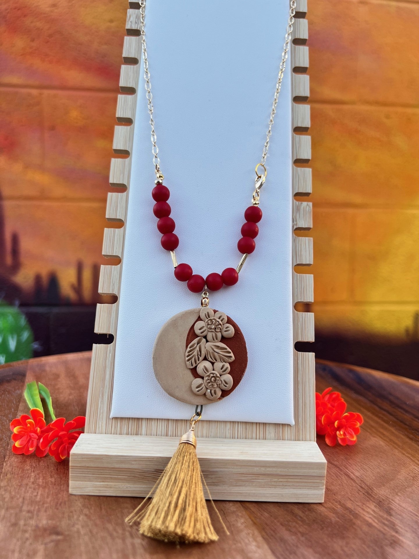 Atzompa Round Pendant Clay Necklace