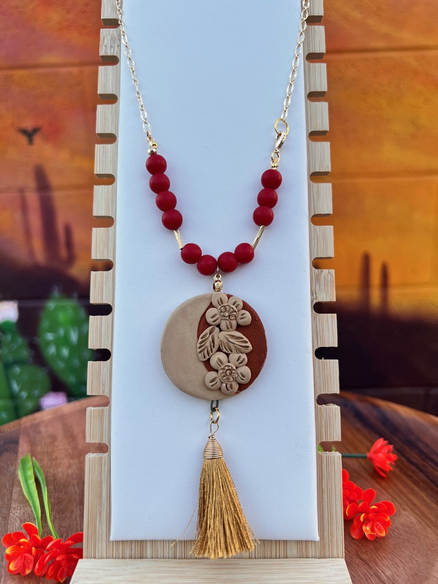 Atzompa Round Pendant Clay Necklace