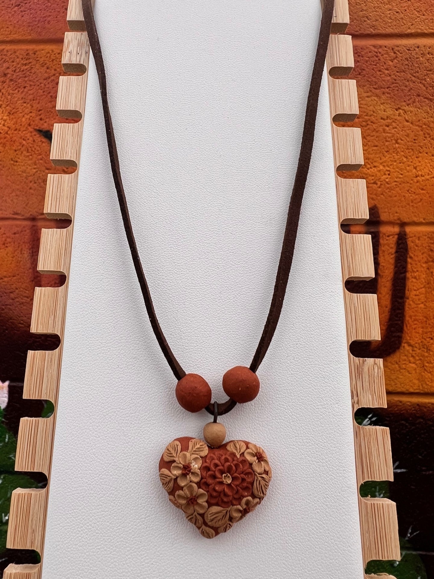 Atzompa Filigrana Necklace - 1" Clay Heart