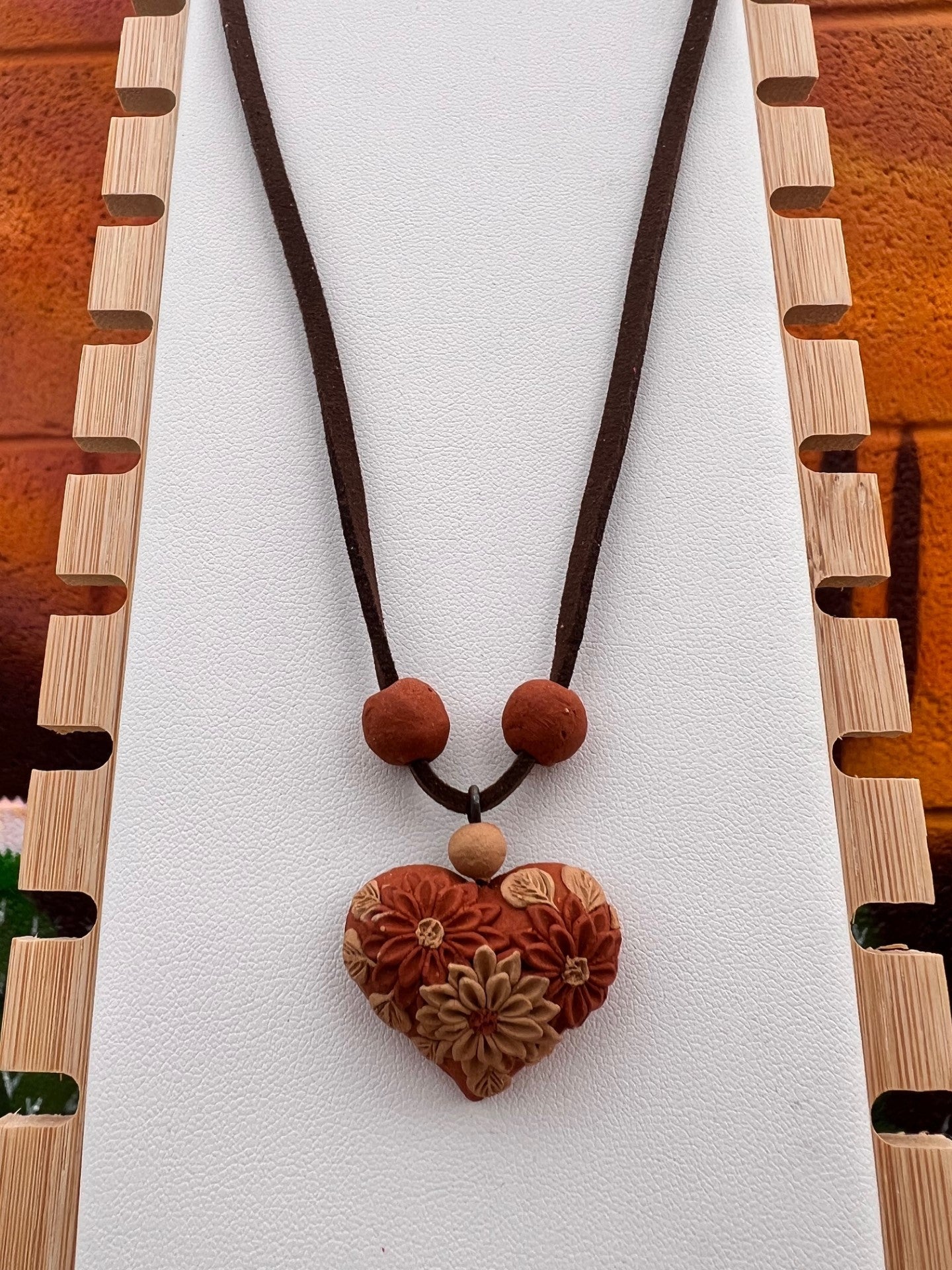 Atzompa Filigrana Necklace - 1" Clay Heart