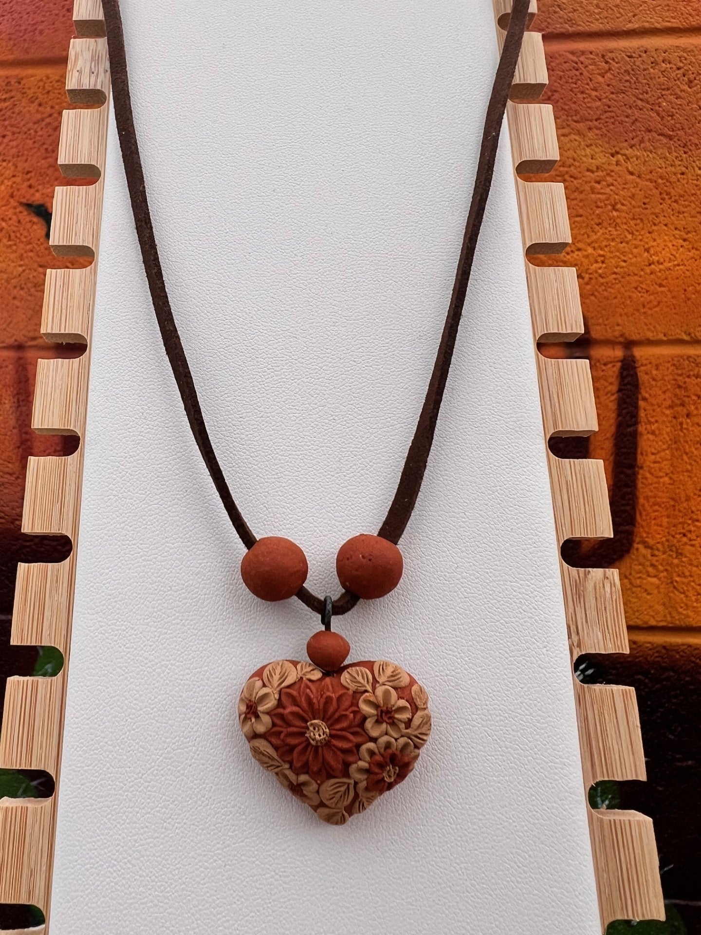 Atzompa Filigrana Necklace - 1" Clay Heart