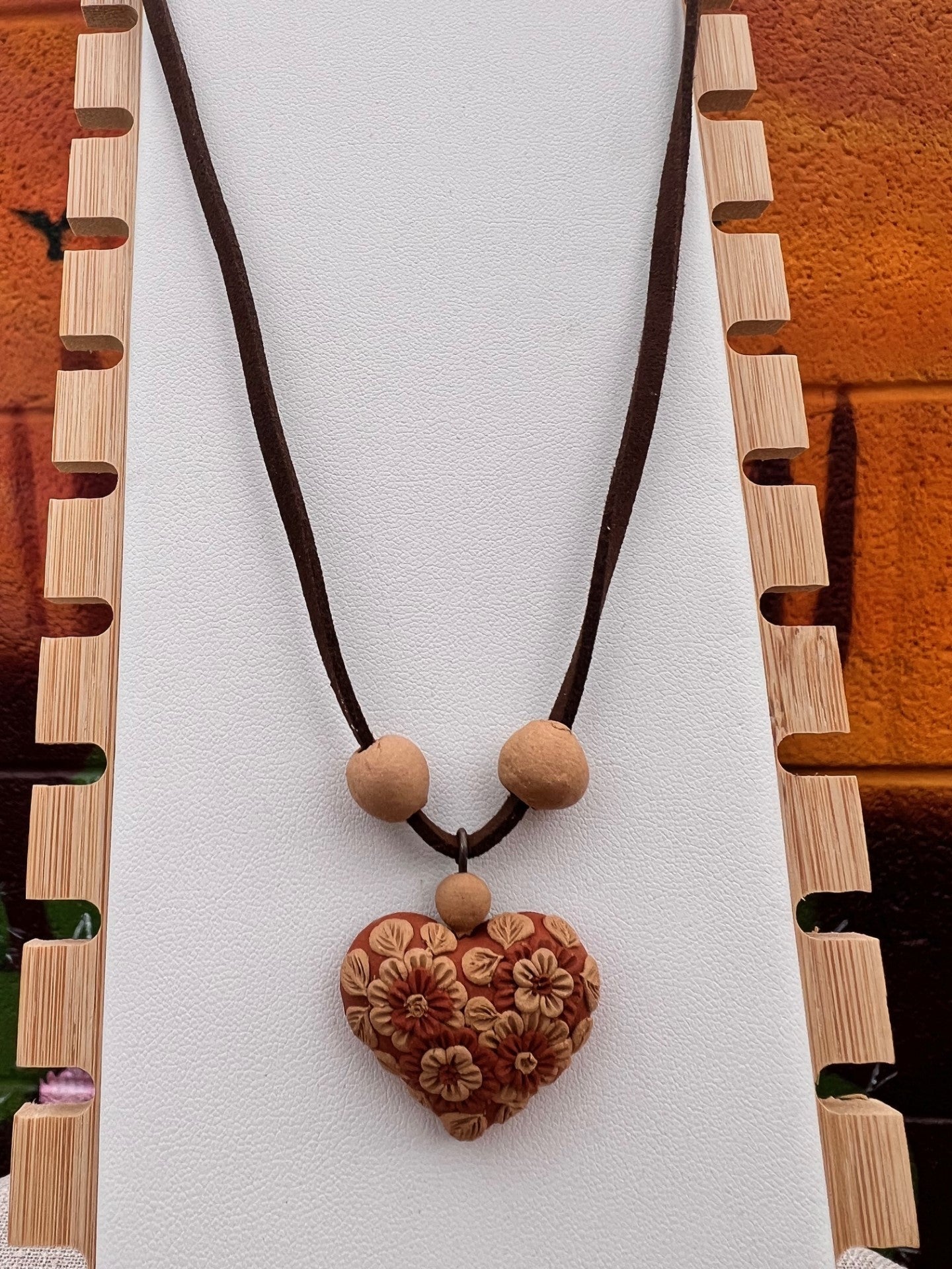 Atzompa Filigrana Necklace - 1" Clay Heart