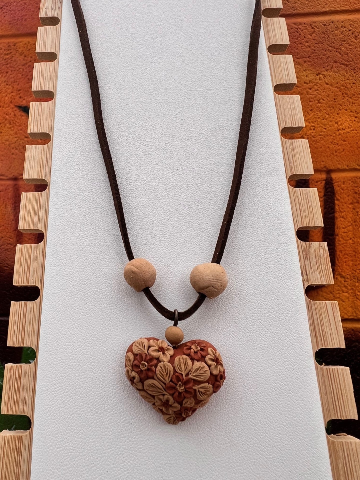 Atzompa Filigrana Necklace - 1" Clay Heart