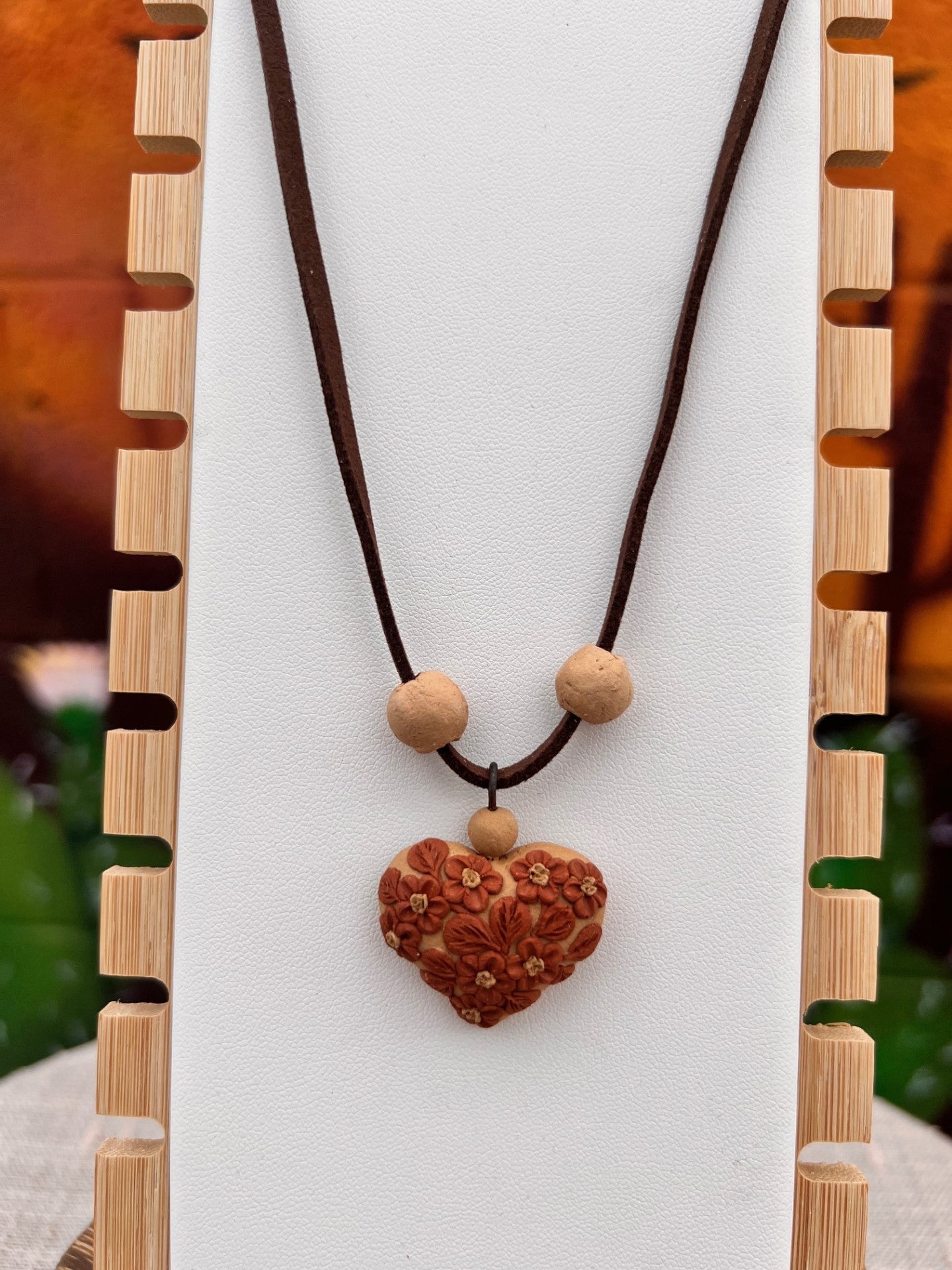 Atzompa Filigrana Necklace - 1" Clay Heart