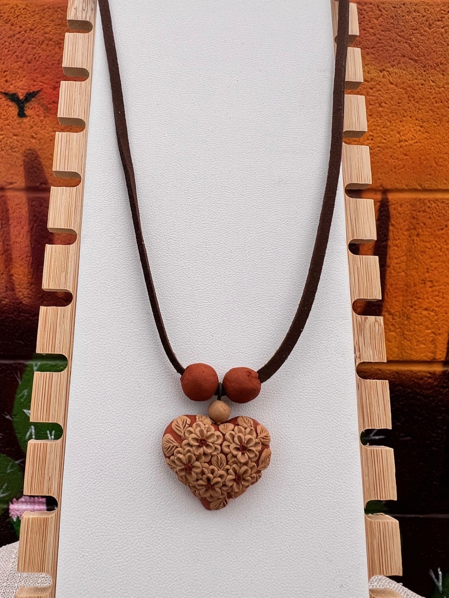 Atzompa Filigrana Necklace - 1" Clay Heart