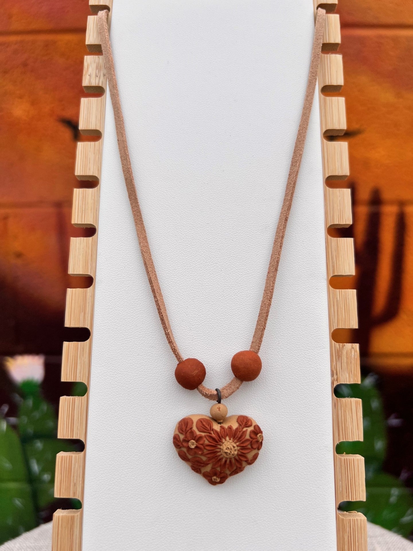 Atzompa Filigrana Necklace - 1" Clay Heart