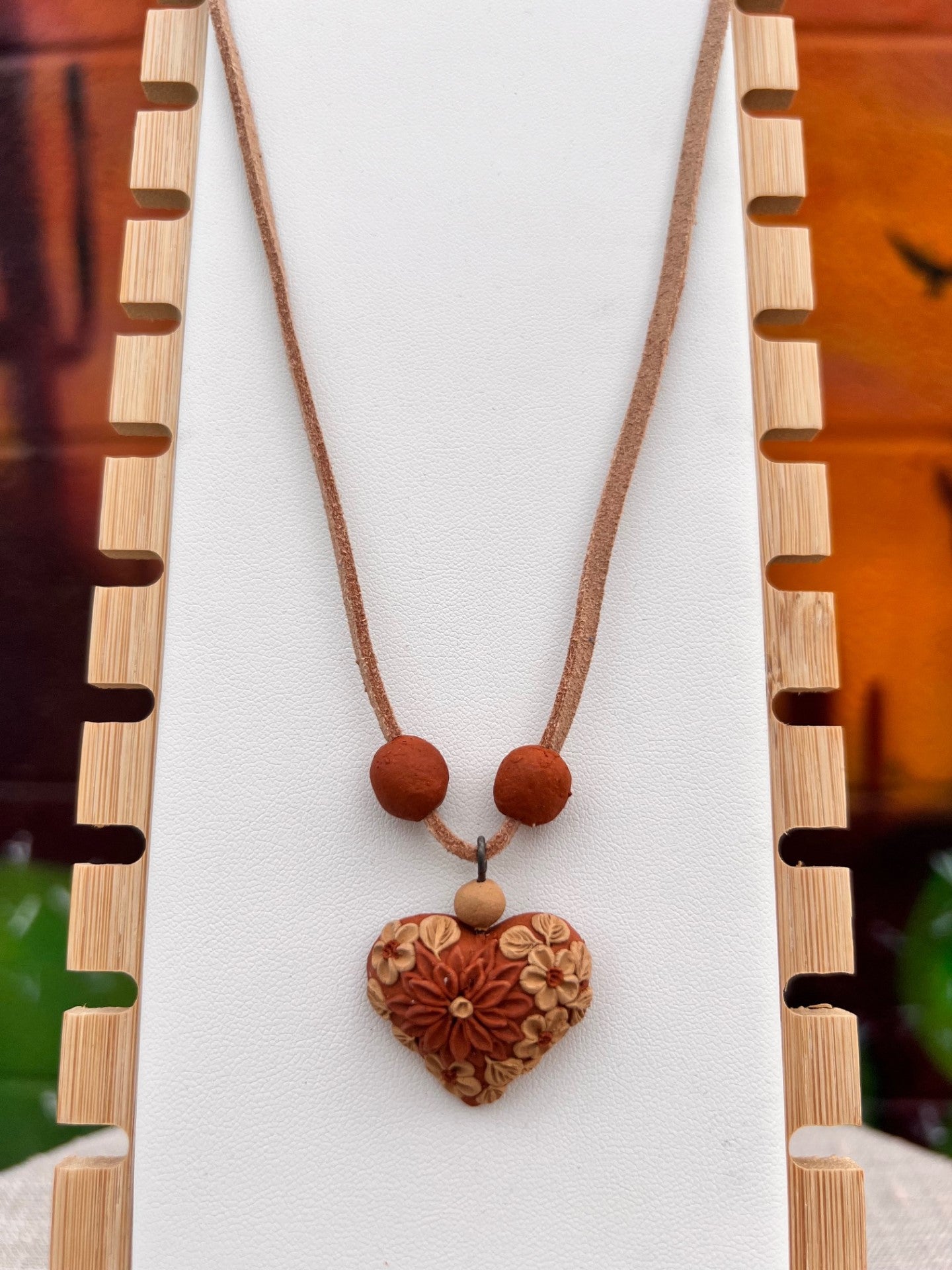 Atzompa Filigrana Necklace - 1" Clay Heart