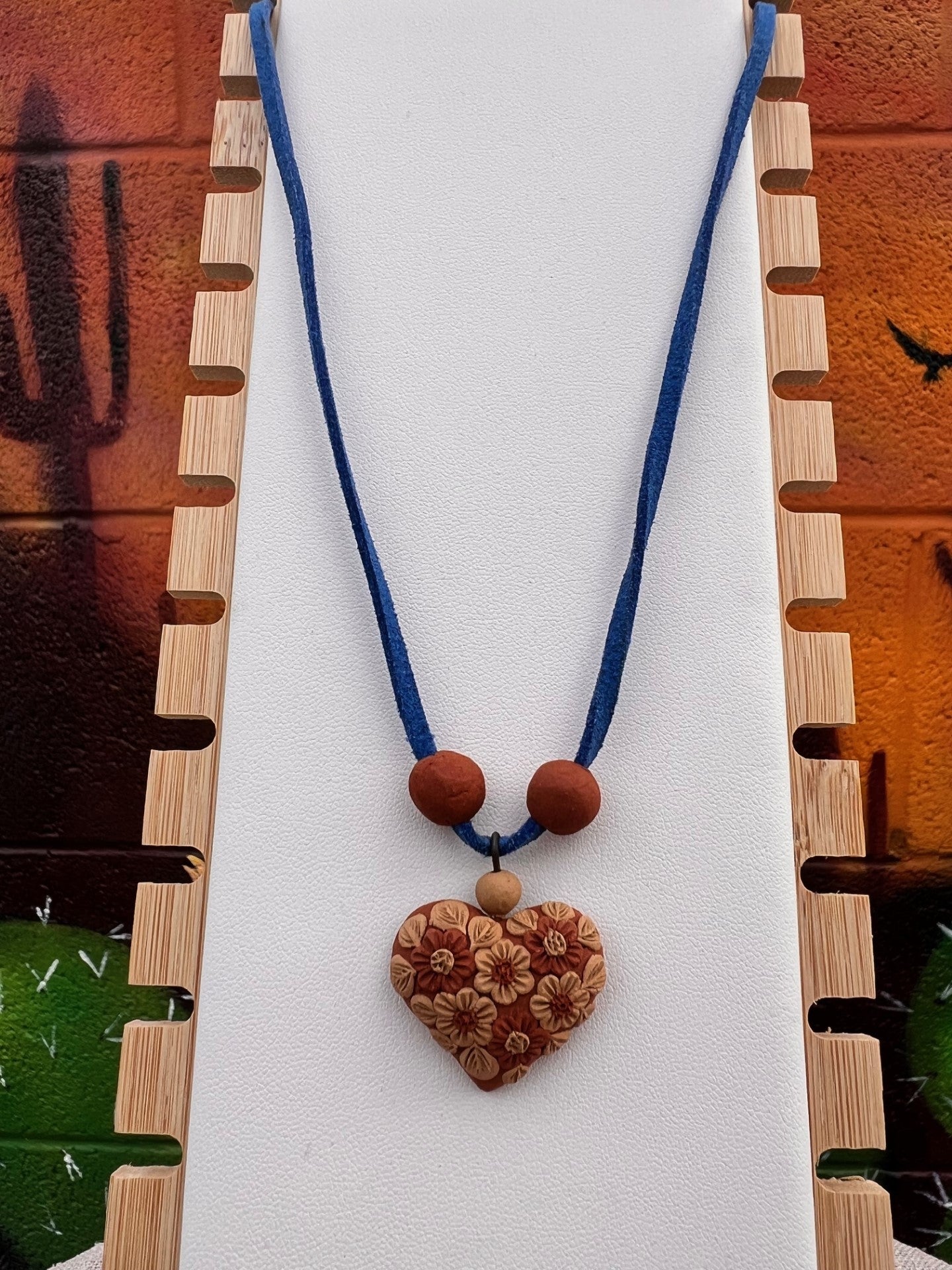 Atzompa Filigrana Necklace - 1" Clay Heart