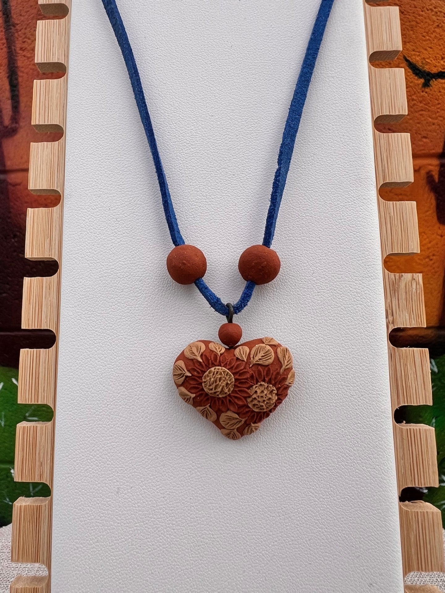 Atzompa Filigrana Necklace - 1" Clay Heart