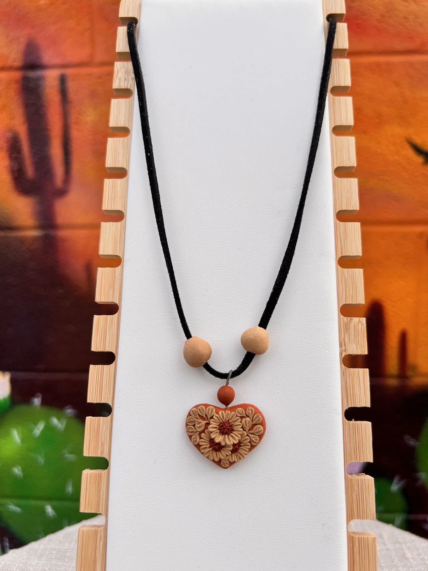 Atzompa Filigrana Necklace - 1" Clay Heart