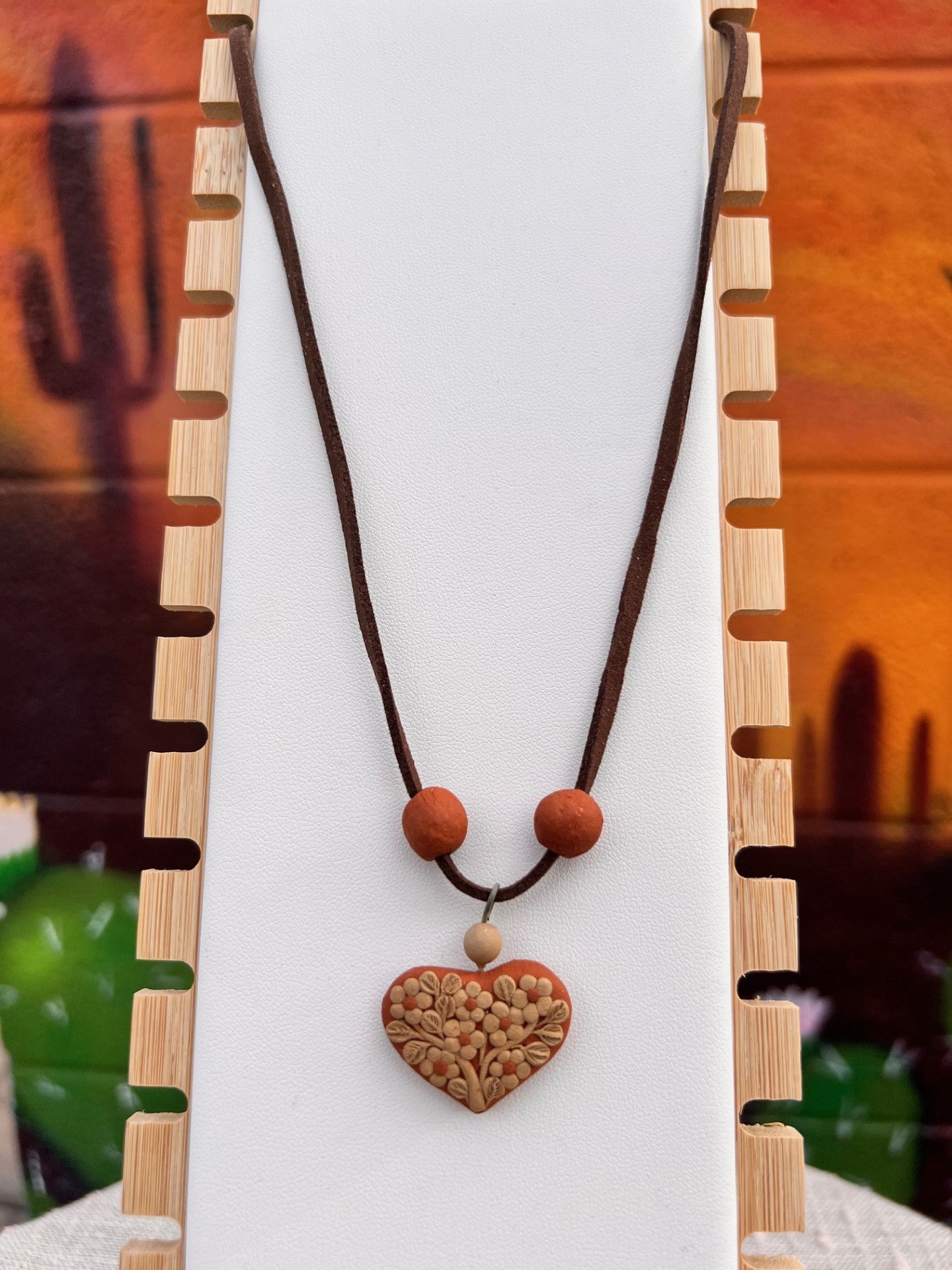 Atzompa Filigrana Necklace - 1" Clay Heart