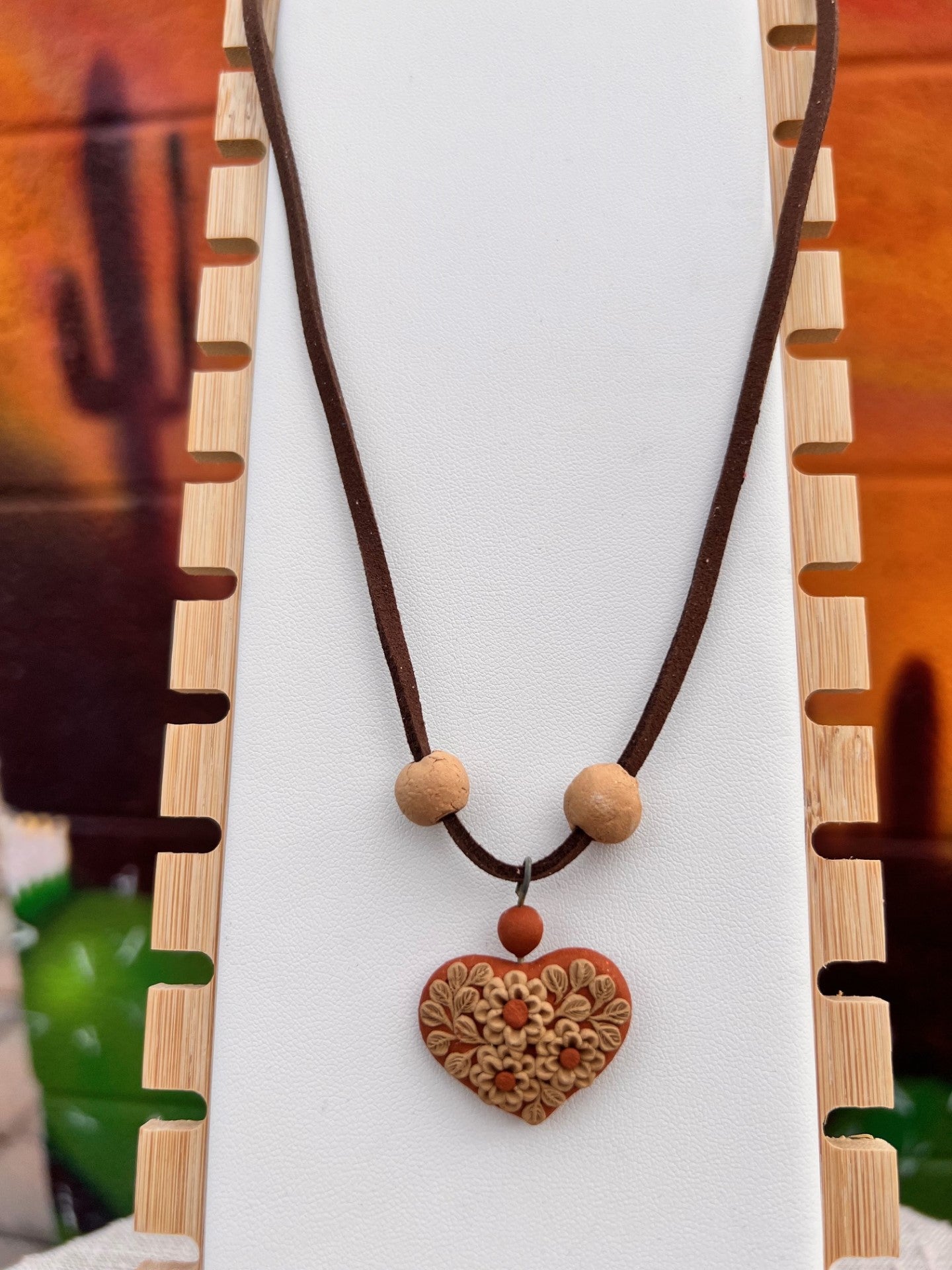 Atzompa Filigrana Necklace - 1" Clay Heart