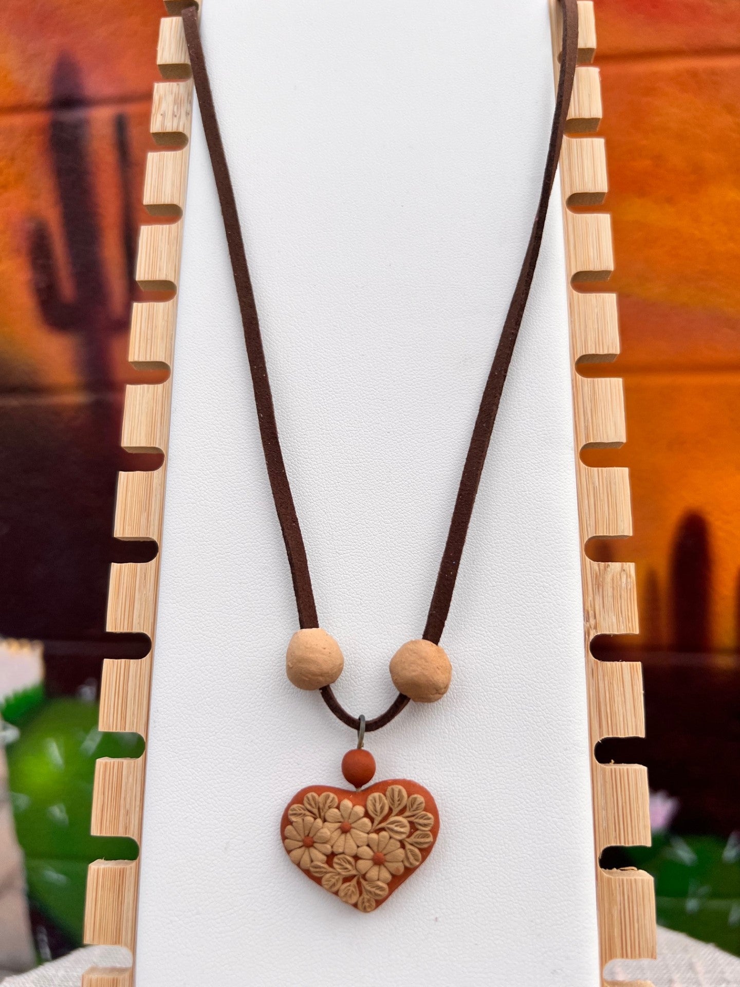 Atzompa Filigrana Necklace - 1" Clay Heart