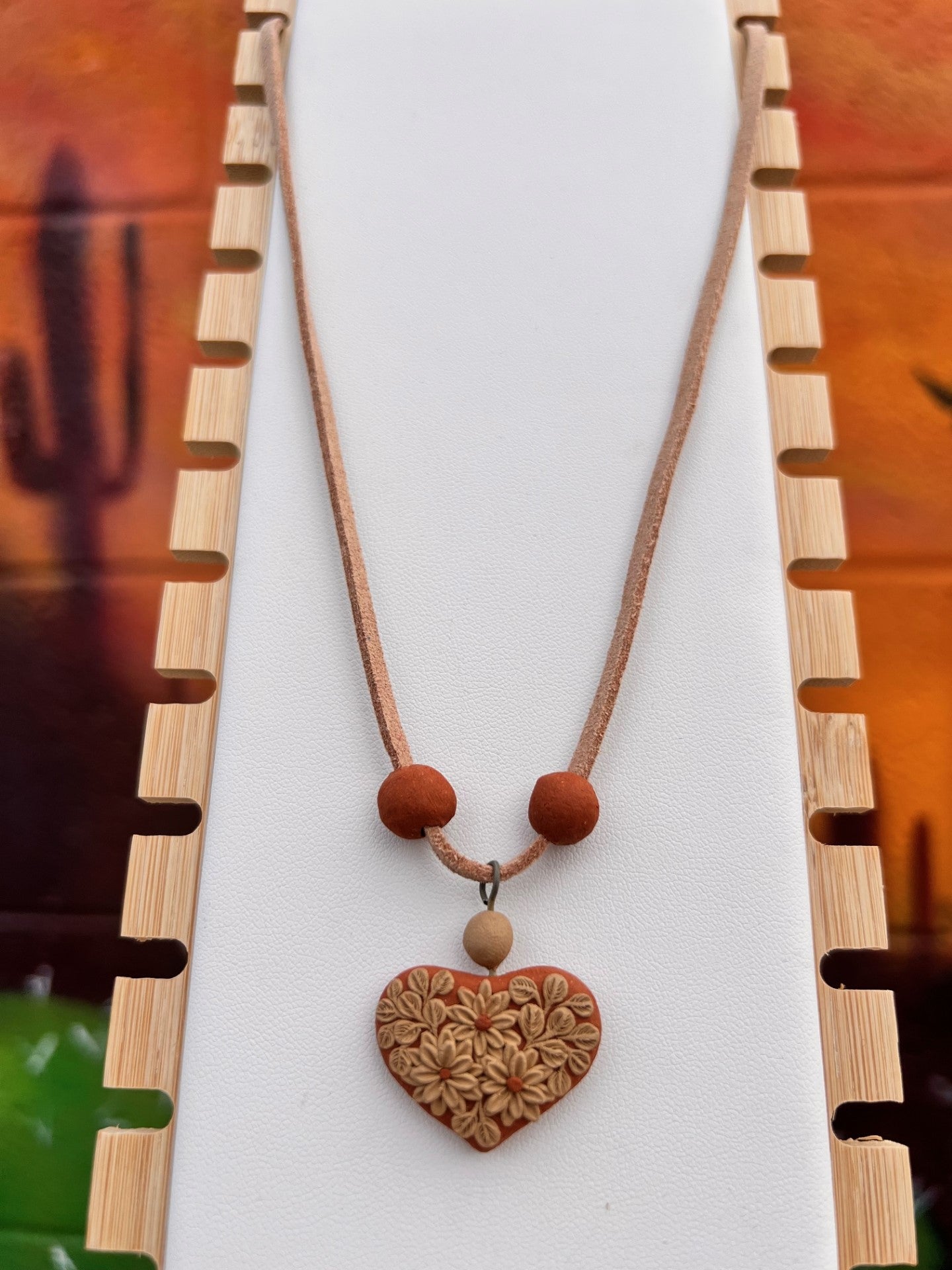 Atzompa Filigrana Necklace - 1" Clay Heart