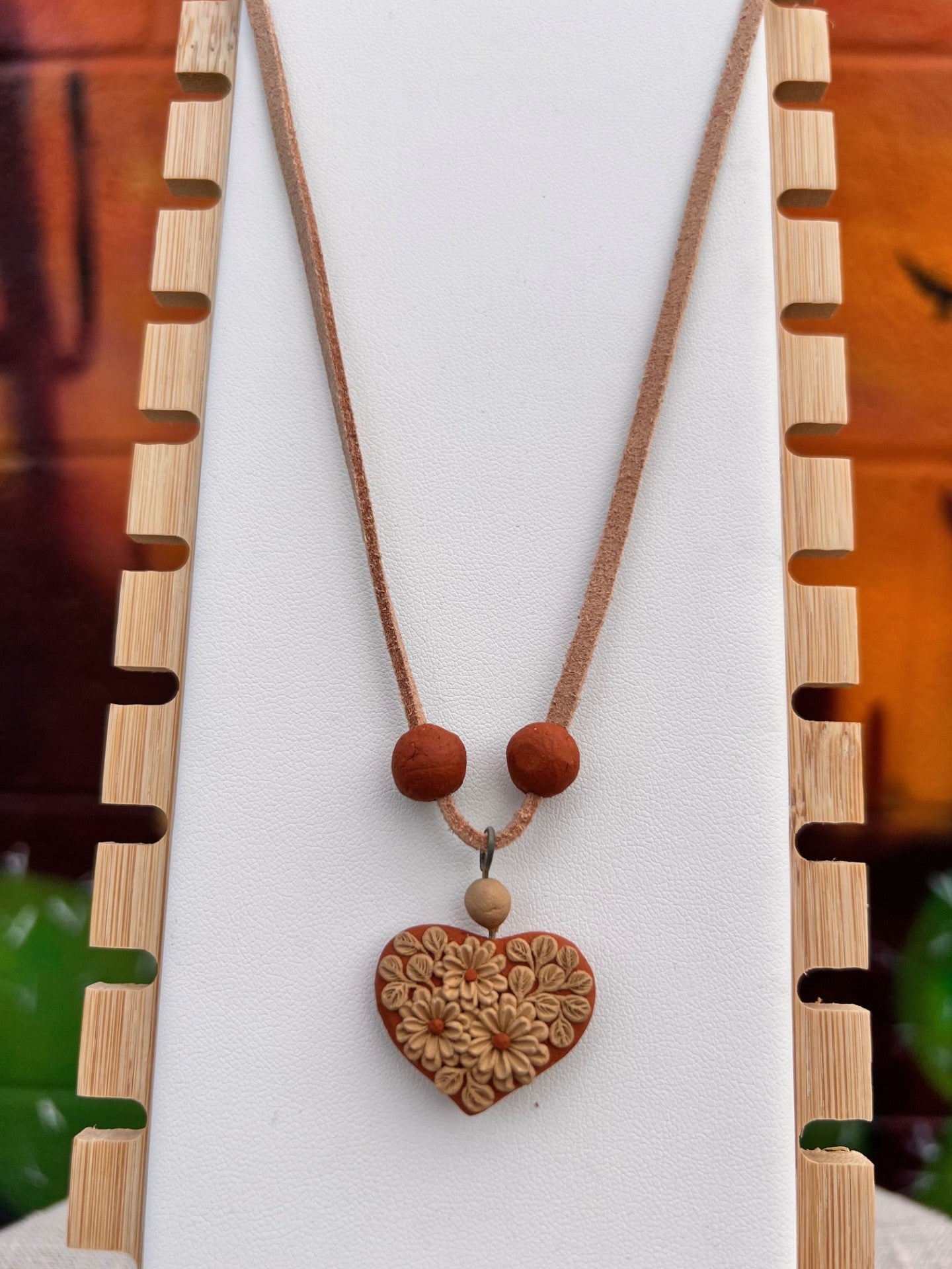 Atzompa Filigrana Necklace - 1" Clay Heart