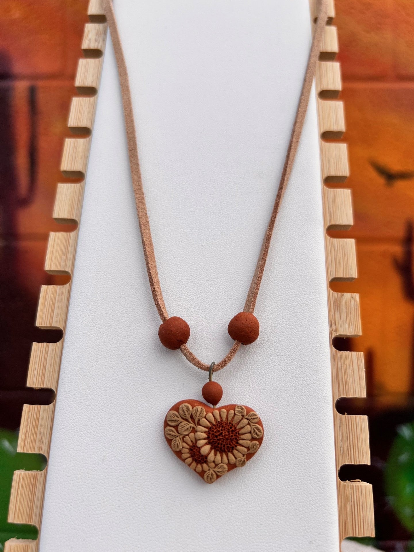 Atzompa Filigrana Necklace - 1" Clay Heart