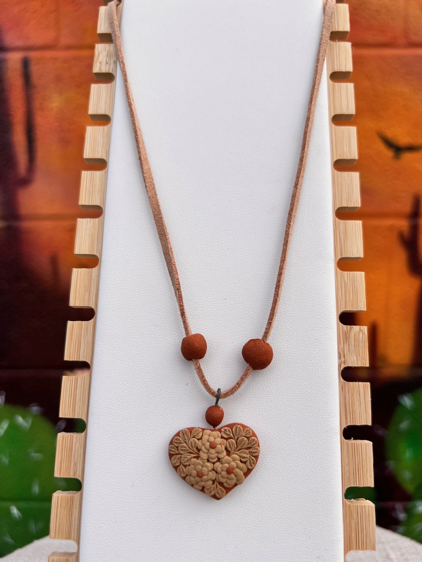 Atzompa Filigrana Necklace - 1" Clay Heart