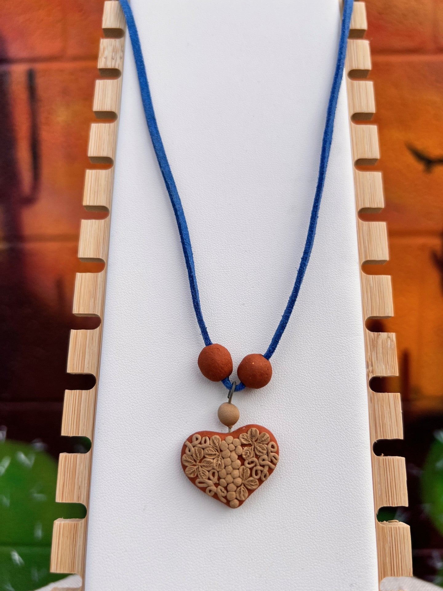 Atzompa Filigrana Necklace - 1" Clay Heart