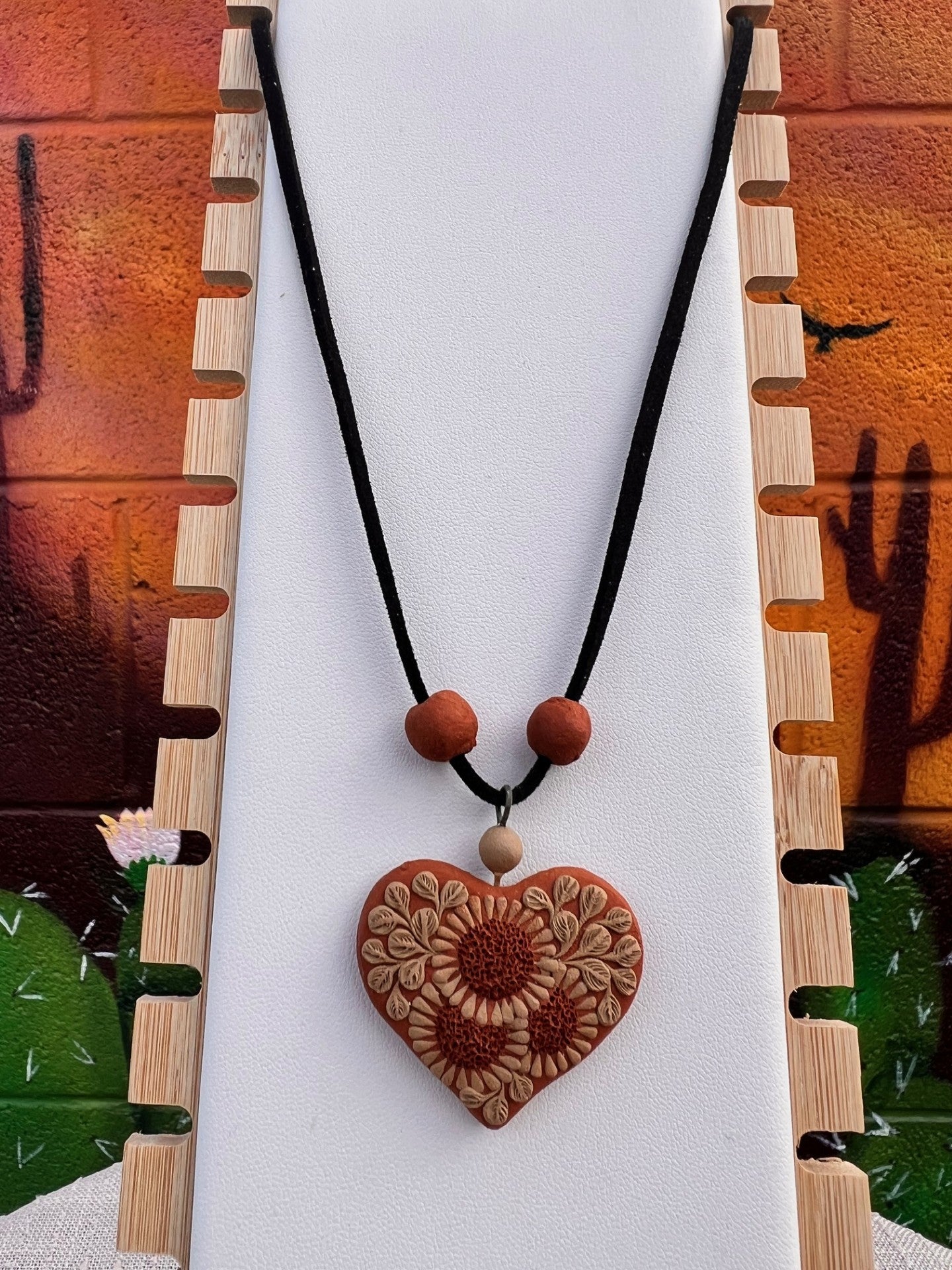 Atzompa Filigrana Necklace - 1.5" Clay Heart