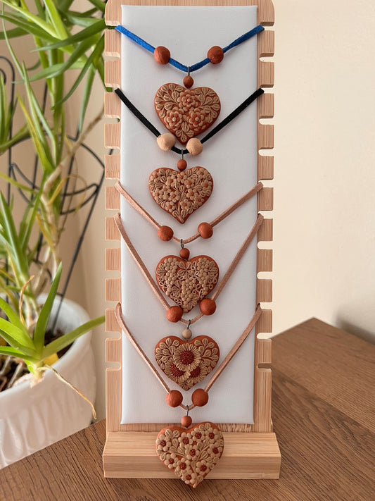 Atzompa Filigrana Necklace - 1.5" Clay Heart