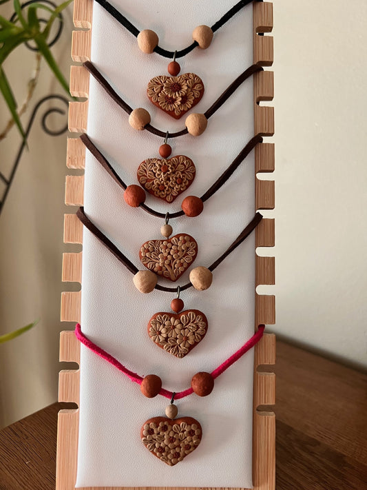 Atzompa Filigrana Necklace - 1" Clay Heart